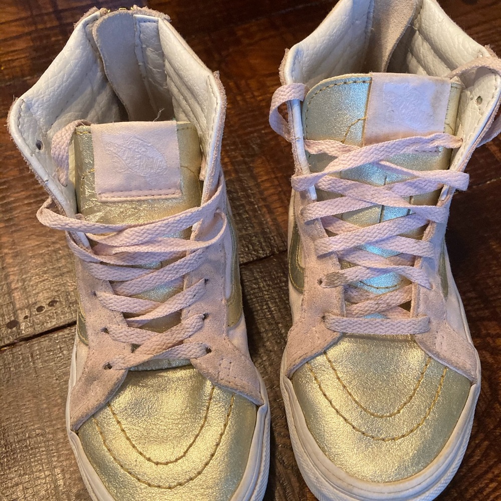 Gold and pink Vans High Tops little girls size 1